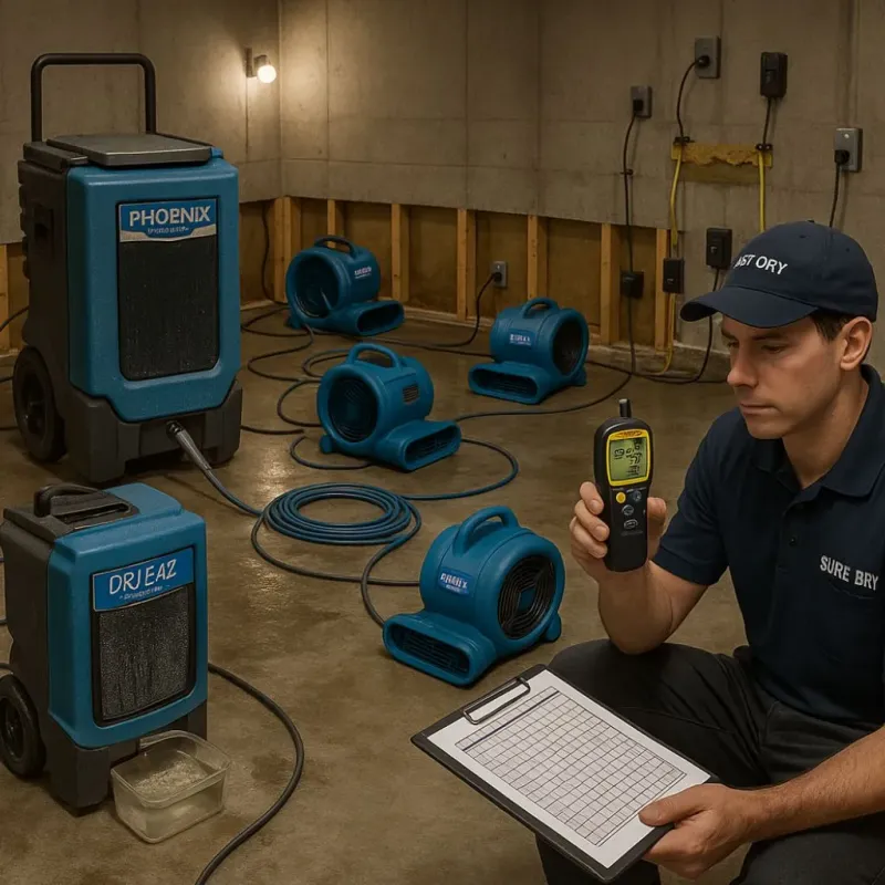 Structural Drying and Dehumidification process in Westlake Village, CA